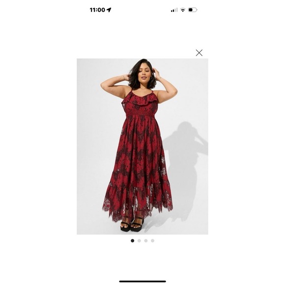 New $130 Torrid 6 (6X 30) Smocked Lace Dark Romantic Maxi Dress Vamp Fairy Goth - Picture 1 of 13